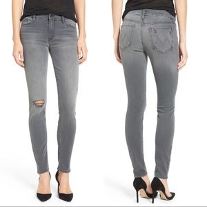 Mother Jeans The Looker Gray Ripped Skinny Jeans
